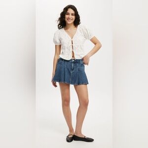 Cotton:On Denim Mini Skirt Pleated Micro Babydoll Angel Y2K Sz 30 EUC 90s
